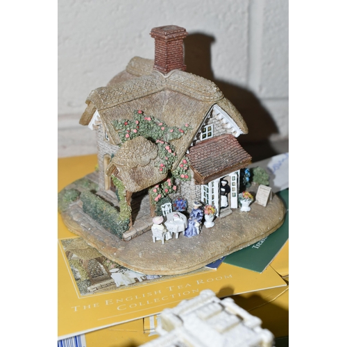 399 - FIVE BOXED LILLIPUT LANE SCULPTURES AND A BOX OF LOOSE AND OTHER RELATED ITEMS, deeds where mentione... 