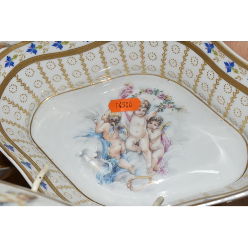 409 - A GROUP OF LIMOGES PORCELAIN, to include a near pair of ewers, height 21cm, a tray painted with flow... 