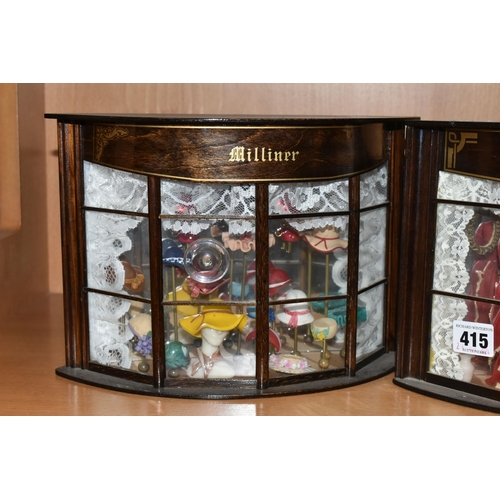 415 - THREE WINDOWCRAFT MINIATURE DIORAMAS, the wooden cases depicting shop window displays, titled Miline... 