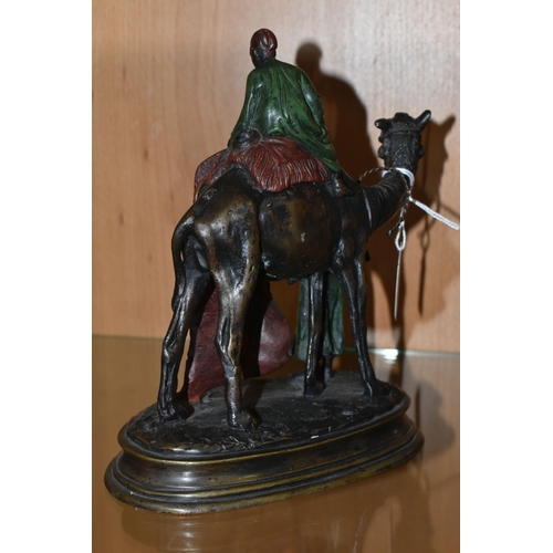 429 - A BERGMAN-STYLE BRONZE CAMEL AND CARPET TRADERS, table lighter, height 20cm (1) (Condition Report: m... 