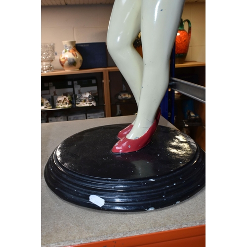 440 - A VINTAGE 3FT BETTY BOOP WAITRESS FIGURE made from  composite resin in her red dress carrying a tray... 