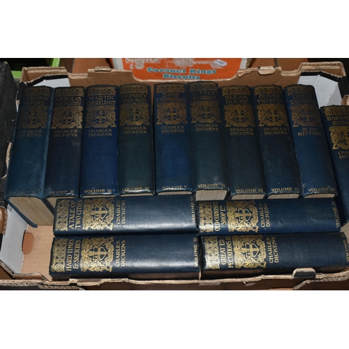 455 - TWO BOXES OF CHARLES DICKENS NOVELS AND THE SECOND WORLD WAR BY WINSTON CHURCHILL to include titles ... 