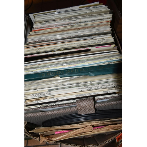 463 - TWO BOXES AND THREE CASES OF LPs  to include approximately 400 LPs of various genres consisting an a... 