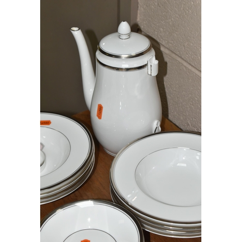 481 - A ROYAL WORCESTER 'SILVER VICEROY' DESIGN DINNER AND COFFEE SET, comprising coffee pot (broken handl... 