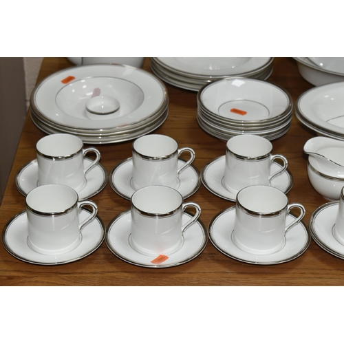 481 - A ROYAL WORCESTER 'SILVER VICEROY' DESIGN DINNER AND COFFEE SET, comprising coffee pot (broken handl... 