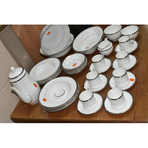 481 - A ROYAL WORCESTER 'SILVER VICEROY' DESIGN DINNER AND COFFEE SET, comprising coffee pot (broken handl... 