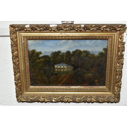 483 - TWO LATE 19TH CENTURY LANDSCAPES, the first depicting a grand house in a woodland setting, the secon... 