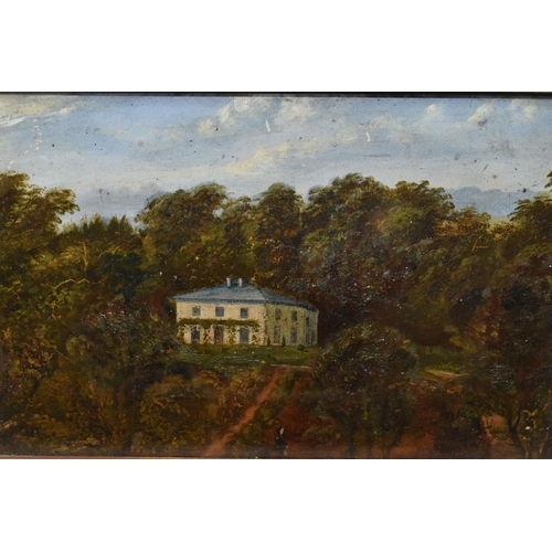 483 - TWO LATE 19TH CENTURY LANDSCAPES, the first depicting a grand house in a woodland setting, the secon... 