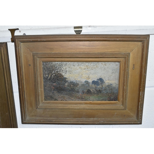 487 - TWO LATE 19TH CENTURY, CONTINENTAL IMPRESSIONIST LANDSCAPES WITH FIGURES, unknown initials bottom ri... 