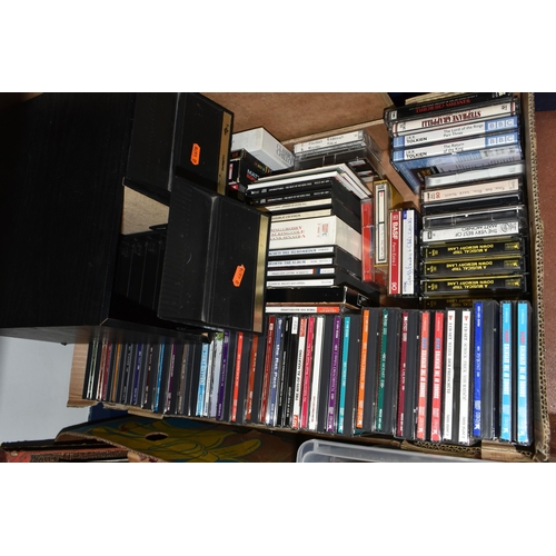 491 - 3 BOXES OF CDS, 2 BOXES OF LPS AND 45 RPM SINGLES, AND A CASE to include approximately 100 CDs consi... 