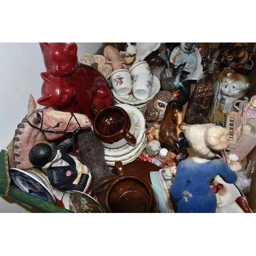 506 - FOUR BOXES AND LOOSE ORNAMENTS to include Aviemore decorative Nessie, a Sylvac 4385 table vase, a sm... 