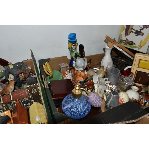 506 - FOUR BOXES AND LOOSE ORNAMENTS to include Aviemore decorative Nessie, a Sylvac 4385 table vase, a sm... 