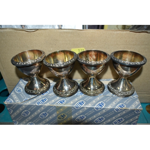 539 - SEVEN BOXES AND LOOSE OF GLASSWARE, STAINLESS STEEL, AND SILVER PLATE, to include, two Royal Doulton... 