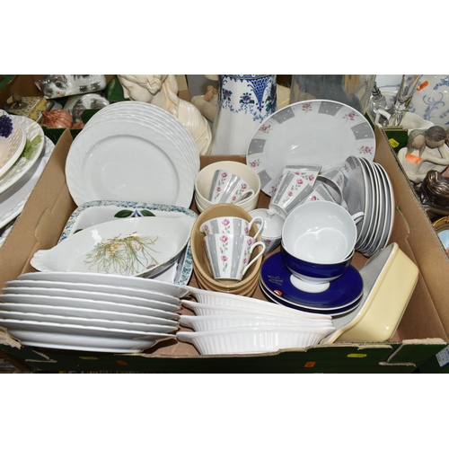 551 - FOUR BOXES AND LOOSE CERAMICS AND GLASS WARE, to include a Kaiser porcelain 'Daydreams' figure, limi... 