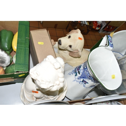 551 - FOUR BOXES AND LOOSE CERAMICS AND GLASS WARE, to include a Kaiser porcelain 'Daydreams' figure, limi... 