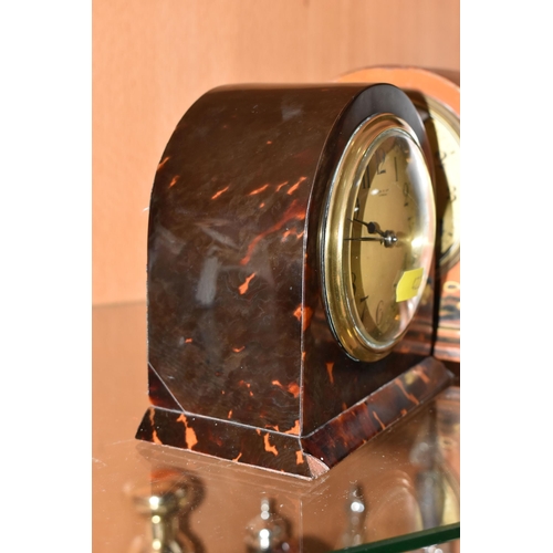 422 - A 1930's/40's ASPREY MANTEL CLOCK, Swiss made with gilt circular dial in a lacquered chinoiserie arc... 