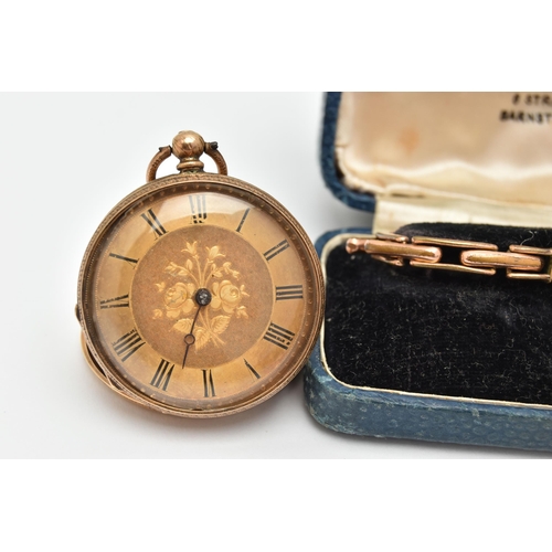 23 - A 1920s 9CT YELLOW GOLD KEY WOUND WRISTWATCH, TOGETHER WITH A KEY WOUND POCKET WATCH, the wristwatch... 