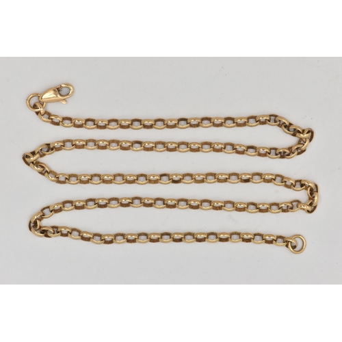 32 - A 9CT GOLD CHAIN NECKLACE, a yellow gold belcher chain, fitted with a lobster clasp, approximate len... 