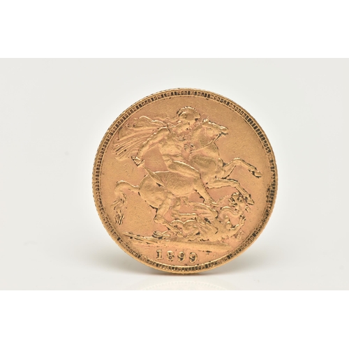 42 - A FULL GOLD SOVEREIGN COIN, depicting Queen Victoria dated 1899, approximate width 21.9mm, approxima... 