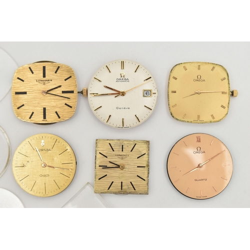 66 - A BOX OF ASSORTED WATCH MOVEMENTS, to include an 'Omega' automatic Geneve movement, two additional '... 