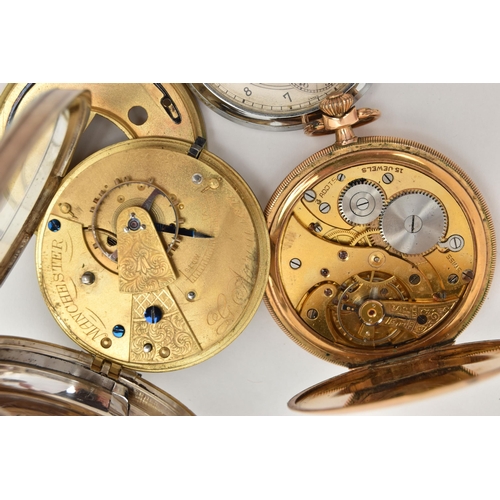 73 - THREE POCKET WATCHES, the first a key wound, silver open face pocket watch, round white dial signed ... 