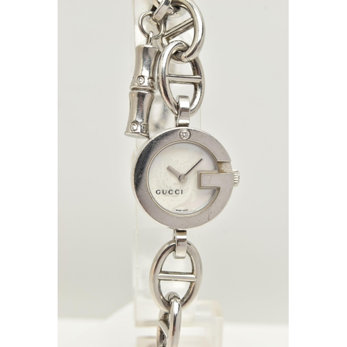 86 - TWO 'GUCCI' WRISTWATCHES, the first a quartz movement charm bracelet style ladies wristwatch, model ... 