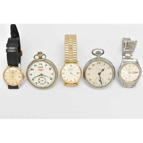 105 - AN ASSORTMENT OF WATCHES, to include a 'Smiths' wristwatch, 'Seiko 5' automatic wristwatch, a 'Rotar... 