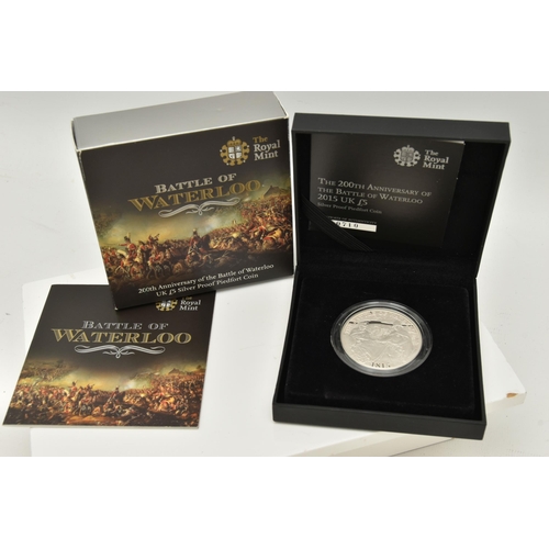 165 - A BOXED ROYAL MINT 'BATTLE OF WATERLOO' FIVE POUND SILVER PROOF 2015 PIEDFORT COIN, 200th Anniversar... 