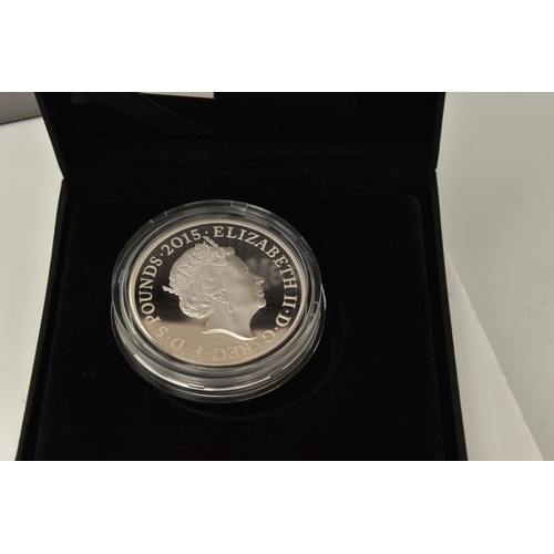 165 - A BOXED ROYAL MINT 'BATTLE OF WATERLOO' FIVE POUND SILVER PROOF 2015 PIEDFORT COIN, 200th Anniversar... 