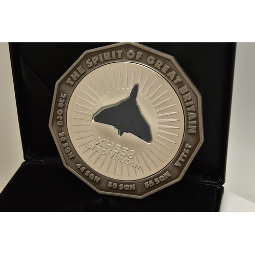 168 - A BOXED AVRO VULCAN COMMEMORATIVE MEDAL, limited edition of 1960 antique silver pieces issued, issue... 