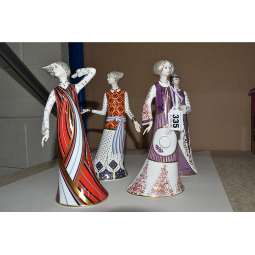 335 - FOUR ROYAL CROWN DERBY THE CLASSIC COLLECTION FIGURINES, comprising Penelope, Athena (broken right t... 