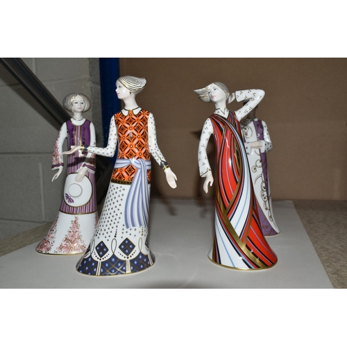 335 - FOUR ROYAL CROWN DERBY THE CLASSIC COLLECTION FIGURINES, comprising Penelope, Athena (broken right t... 