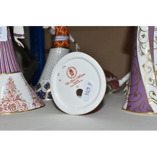 335 - FOUR ROYAL CROWN DERBY THE CLASSIC COLLECTION FIGURINES, comprising Penelope, Athena (broken right t... 