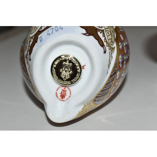 340 - TWO ROYAL CROWN DERBY OWL PAPERWEIGHTS, comprising Snowy Owl, exclusive to the Royal Crown Derby Col... 