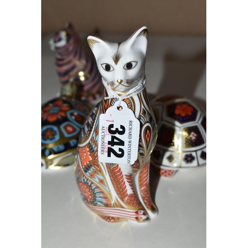 342 - FOUR ROYAL CROWN DERBY PAPERWEIGHTS, comprising Terrapin, Tortoise, Siamese Cat and Kitten, all exce... 