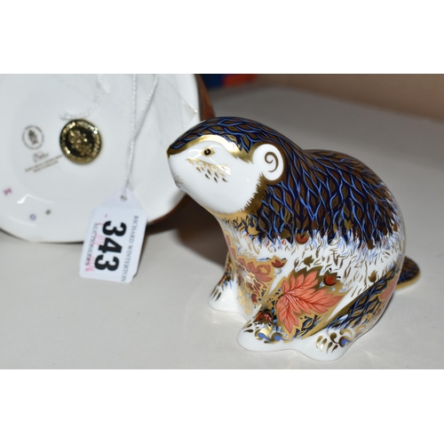 343 - TWO ROYAL CROWN DERBY PAPERWEIGHTS, comprising Otter and Riverbank Beaver, the latter a limited edit... 