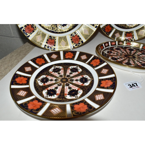 347 - FOUR PIECES OF ROYAL CROWN DERBY 1128 IMARI TEA/DINNER WARE, comprising a small oval tray, measuring... 