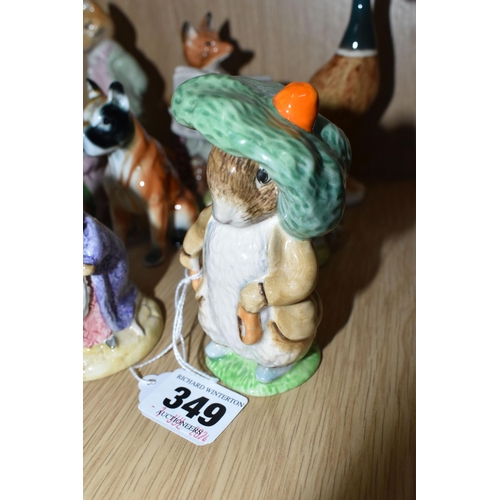 349 - A GROUP OF PETER RABBIT AND OTHER FIGURES, comprising Beswick 'Benjamin Bunny' with BP-3c backstamp ... 