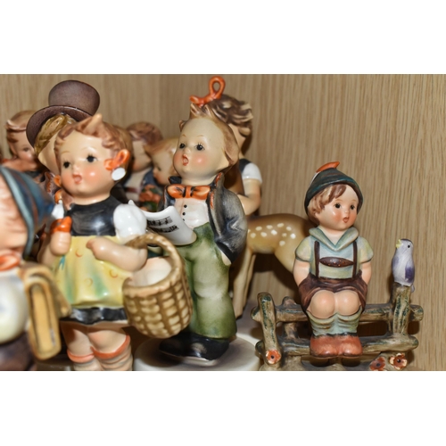 350 - FOURTEEN HUMMEL FIGURES, comprising two x School Boy 82 2/0, We Congratulate 220, Apple Tree Girl 14... 