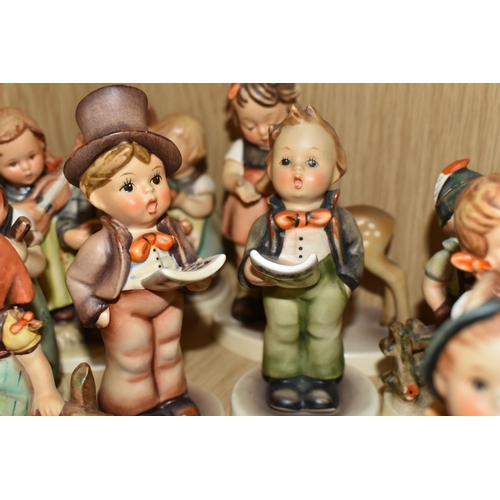 350 - FOURTEEN HUMMEL FIGURES, comprising two x School Boy 82 2/0, We Congratulate 220, Apple Tree Girl 14... 