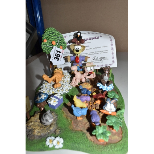 351 - A COLLECTION OF FIGURES AND OTHER ORNAMENTS, to include a Danbury Mint 'Garfield's Garden' sculpture... 