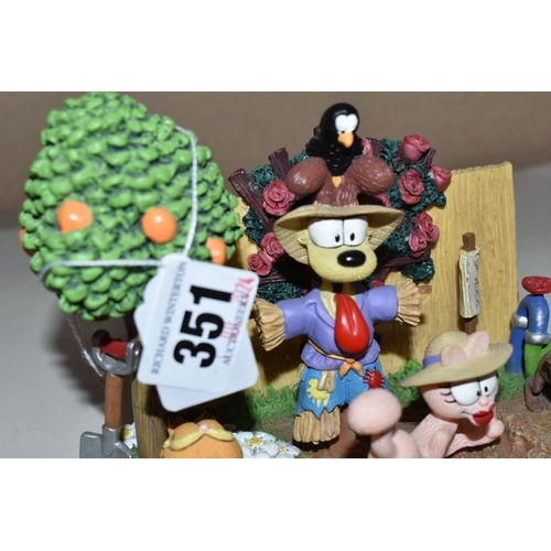 351 - A COLLECTION OF FIGURES AND OTHER ORNAMENTS, to include a Danbury Mint 'Garfield's Garden' sculpture... 