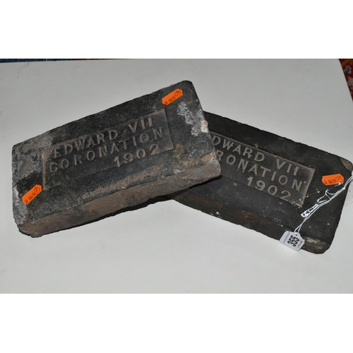 355 - A PAIR OF COMMEMORATIVE CORONATION BRICKS FOR EDWARD VII with the inscription Edward VII Coronation ... 