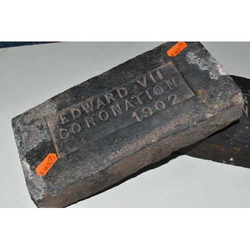 355 - A PAIR OF COMMEMORATIVE CORONATION BRICKS FOR EDWARD VII with the inscription Edward VII Coronation ... 