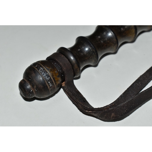 357 - A WOODEN BOROUGH OF BRADFORD POLICE TRUNCHEON with 'GR' cypher and the borough of Bradford coat of a... 