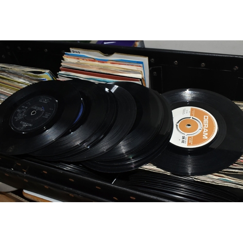 363 - ONE CASE OF SINGLE VINYL 45RPM RECORDS, approximately three hundred single records, artists include ... 