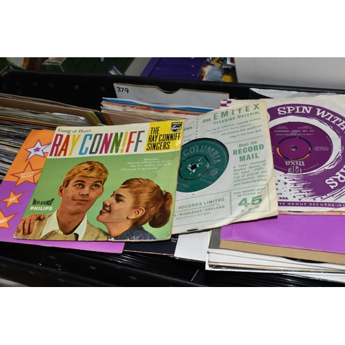 363 - ONE CASE OF SINGLE VINYL 45RPM RECORDS, approximately three hundred single records, artists include ... 