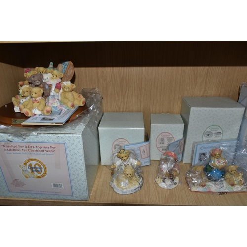 376 - ELEVEN BOXED 'CHERISHED TEDDIES' FIGURES, comprising 'Rose, Melinda, Jacki, Christopher, and Friends... 