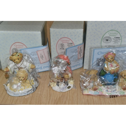 376 - ELEVEN BOXED 'CHERISHED TEDDIES' FIGURES, comprising 'Rose, Melinda, Jacki, Christopher, and Friends... 