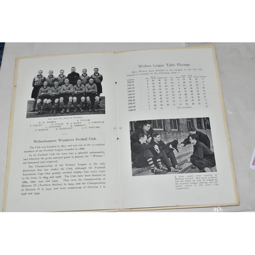 384 - A 1939 WOLVERHAMPTON WANDERERS FOOTBALL CLUB SIGNED BANQUET MENU, comprising a complimentary banquet... 